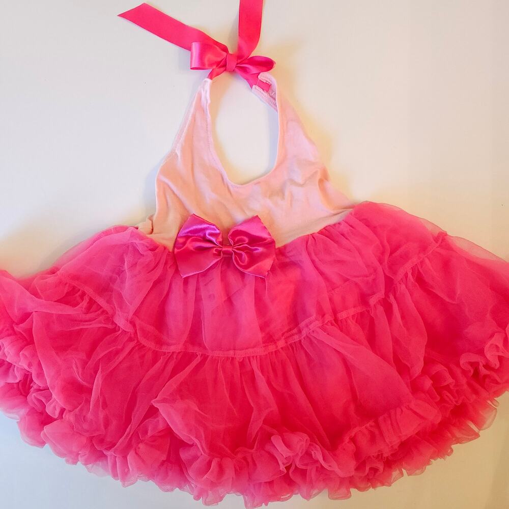 Big Dreamz Girls S Pink Tulle Tutu Halter Dress Dance Pageant Costume Bow